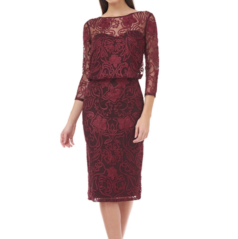J S Collections Women's Cabernet/Wine Dress Size 10